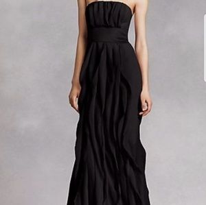 Vera Wang Long Strapless Chiffon Bridemaids Dress
